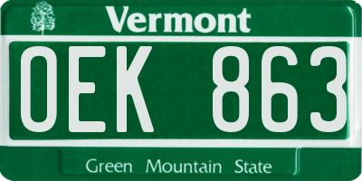 VT license plate OEK863