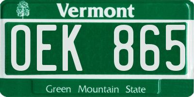 VT license plate OEK865