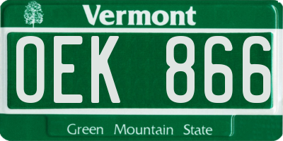 VT license plate OEK866