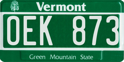 VT license plate OEK873