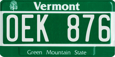 VT license plate OEK876