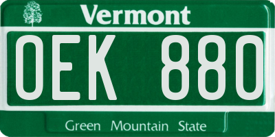VT license plate OEK880