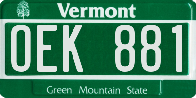 VT license plate OEK881