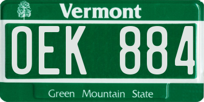 VT license plate OEK884