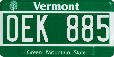 VT license plate OEK885