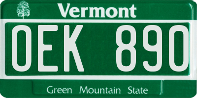 VT license plate OEK890