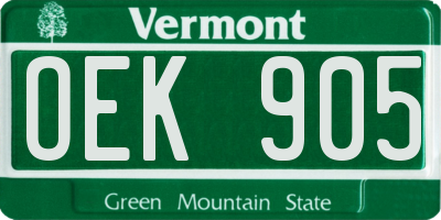 VT license plate OEK905