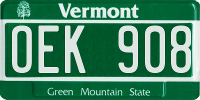 VT license plate OEK908
