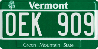 VT license plate OEK909