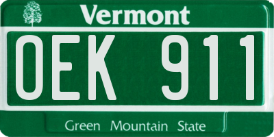 VT license plate OEK911