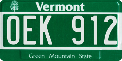 VT license plate OEK912