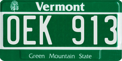 VT license plate OEK913