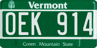 VT license plate OEK914