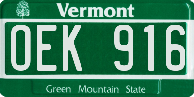 VT license plate OEK916