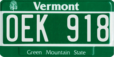 VT license plate OEK918