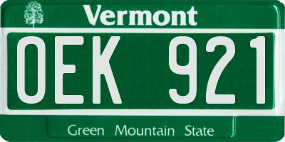 VT license plate OEK921