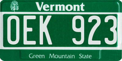 VT license plate OEK923