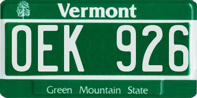VT license plate OEK926