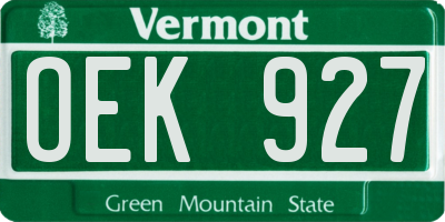 VT license plate OEK927