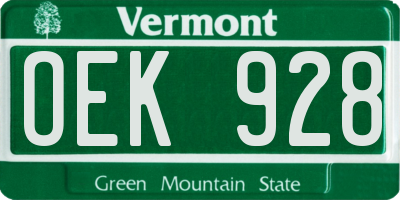 VT license plate OEK928