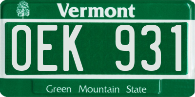 VT license plate OEK931