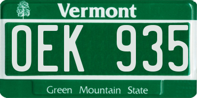 VT license plate OEK935