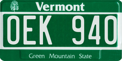 VT license plate OEK940