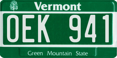 VT license plate OEK941