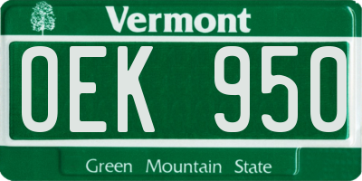 VT license plate OEK950