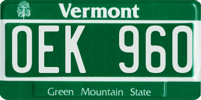 VT license plate OEK960