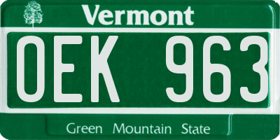 VT license plate OEK963