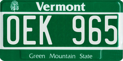 VT license plate OEK965