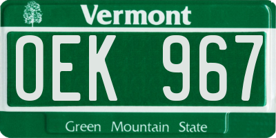 VT license plate OEK967