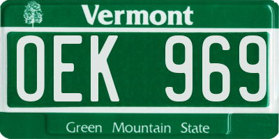 VT license plate OEK969