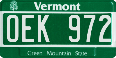 VT license plate OEK972