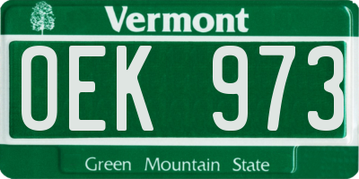 VT license plate OEK973