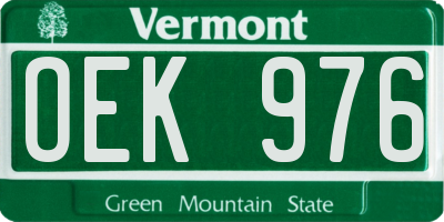 VT license plate OEK976