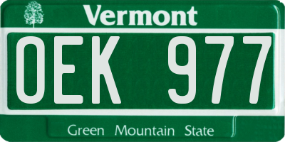 VT license plate OEK977