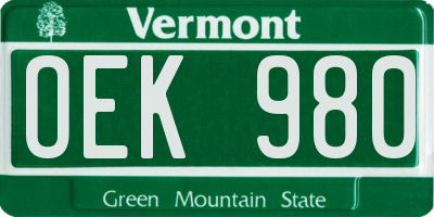 VT license plate OEK980