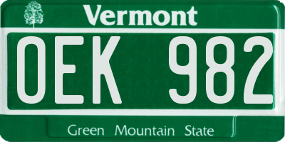 VT license plate OEK982