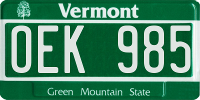 VT license plate OEK985