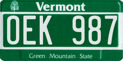 VT license plate OEK987