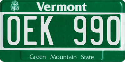VT license plate OEK990