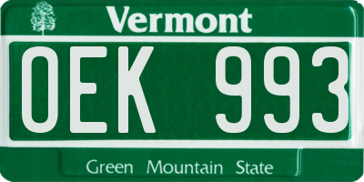 VT license plate OEK993