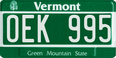 VT license plate OEK995