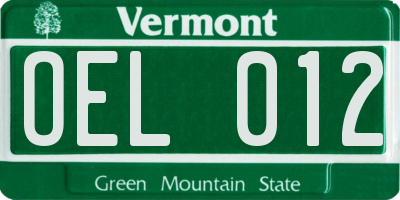 VT license plate OEL012
