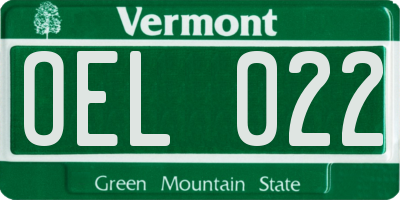 VT license plate OEL022
