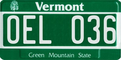 VT license plate OEL036