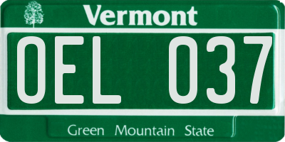 VT license plate OEL037