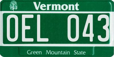 VT license plate OEL043